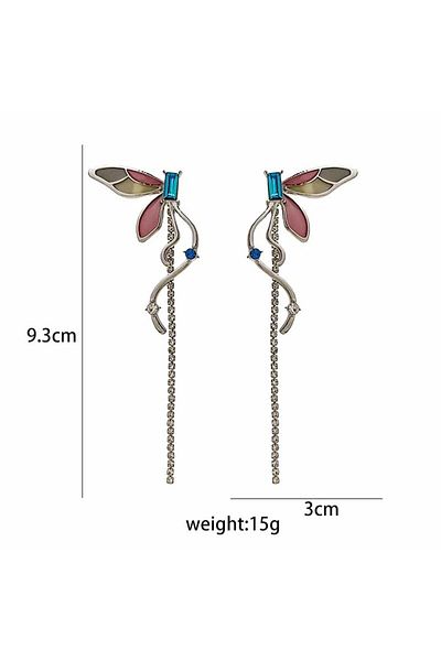Pelin Aksesuar Pastel Colored Dangle Butterfly Design Earrings