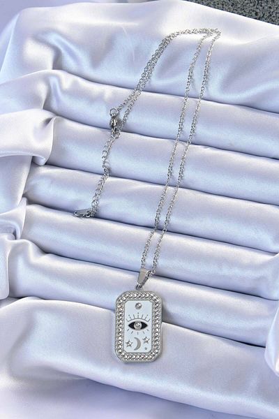 Skygo Silver Colored 316L Zircon Cubic Zirconia Tarot Necklace - Tj-Bko9214