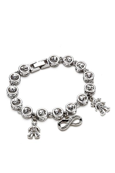 Modex Silver Color Infinity and Ali Ayşe Figured Stone Bracelet (18cm)