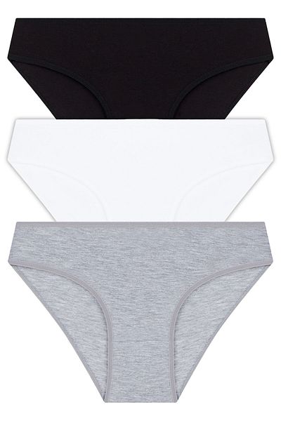Cottonhill Chiloți de bikini din bumbac de bază, pachet de 3 - 4