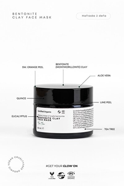 VERSEW Organik Bentonite Cilt Tonu Eşitleyici Kil Maskesi 50 ml