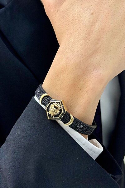 SEYHAN KUYUMCULUK 14 Ayar Altın Aslanlı Erkek Bileklik