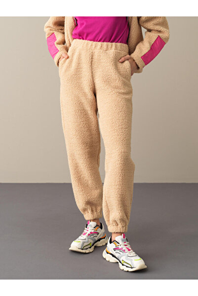 Xint Kadın Bej Pamuk Dokulu Polar Sweat Pantolon