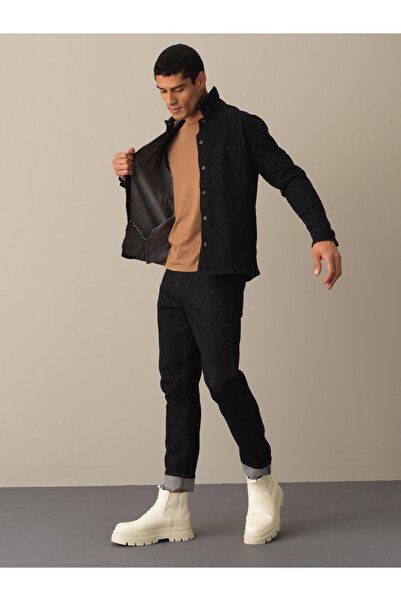 Xint Erkek Siyah Regular Fit Denim Gömlek Ceket