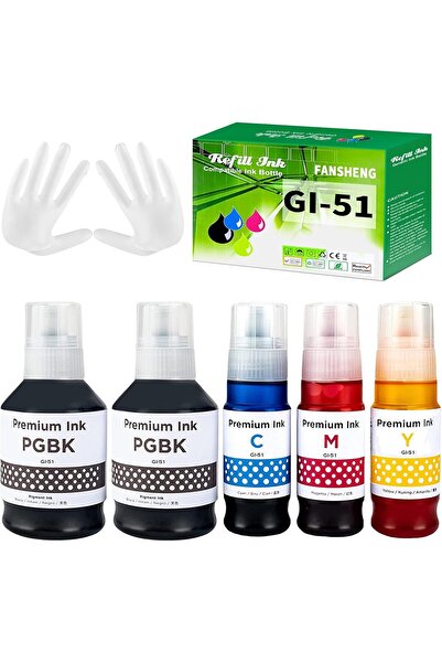 Canon Muadil Gı41 Pixma G3420/3430 4 Renk Mürekkep Set 1 Siyah 5 Adet