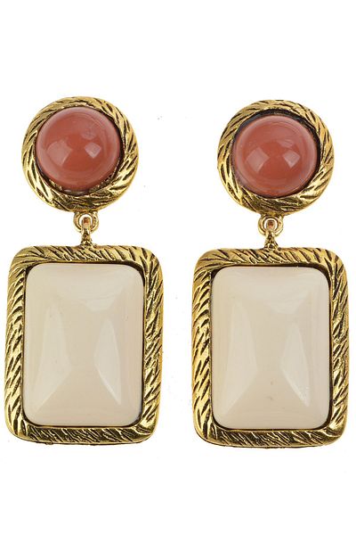 Pelin Aksesuar Beige Jewelled Earrings