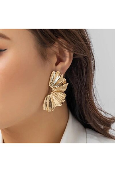 Pelin Aksesuar Gold Kıvrımlı Yarım Ay Küpe