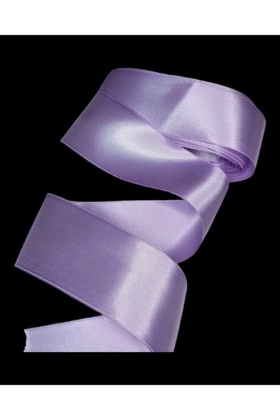 yörük tuhafiye Lilac Purple Satin Ribbon - 6 cm Flower Patterned, 10 Meters One Ball