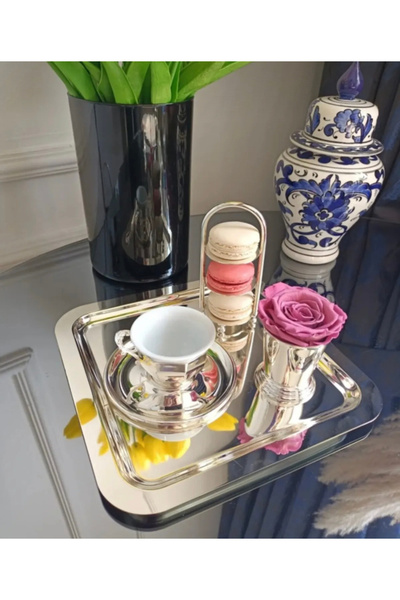 Kardelen 6 Pieces Steel Square Presentation Tray