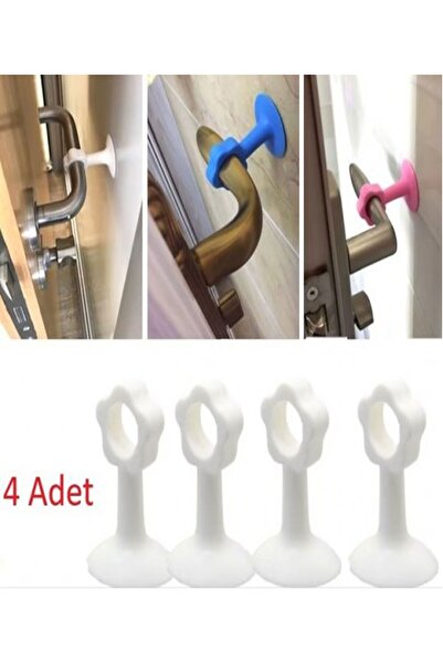 Özasya AVM Vantuzlu Geçmeli Kapı Kolu Stoper 4lü Set Beyaz