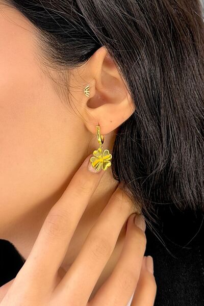 SEYHAN KUYUMCULUK 22 Ayar Altın Sallantılı Yonca Küpe