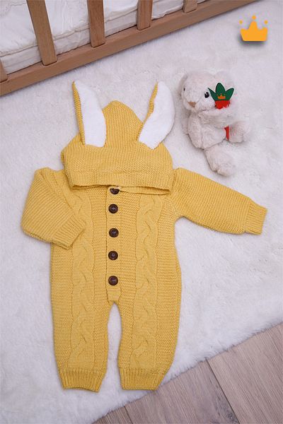 Babyhola Velsoft Knitwear Rabbit Eared Jumpsuit for Baby Boys and Girls 2800