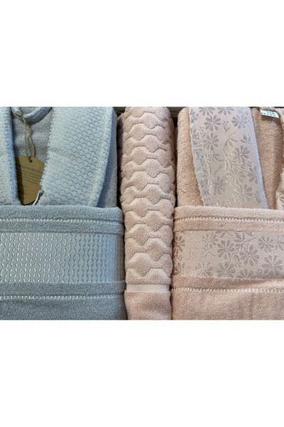 Özdilek Blossom Happy Family Bathrobe Set - Pink and Gray