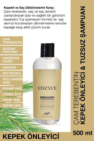Cozyce Pine Turpentine Anti-Dandruff & Salt-Free Shampoo 500 ml