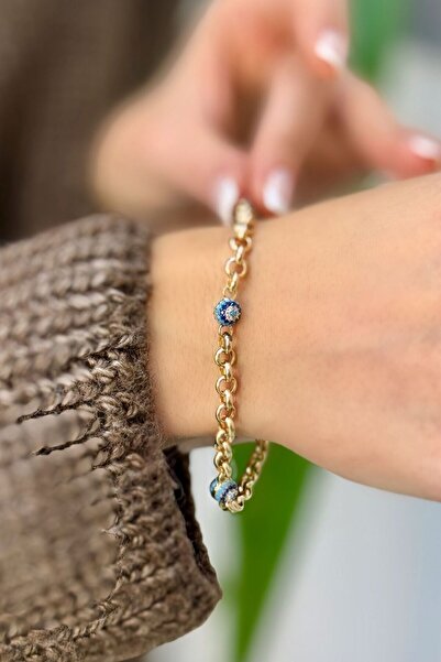 SEYHAN KUYUMCULUK Nazar Boncuklu Altın Halka Bileklik