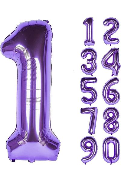 Parti Station 1 Year Old Purple Colored Foil Balloon - 76 cm Number You