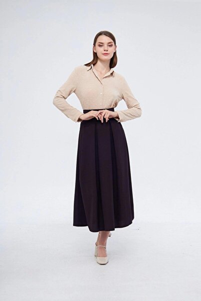 Genel Markalar Kadın Mor Metal Aksesuar Detaylı Mevsimlik Kloş Tesettür Etek ...