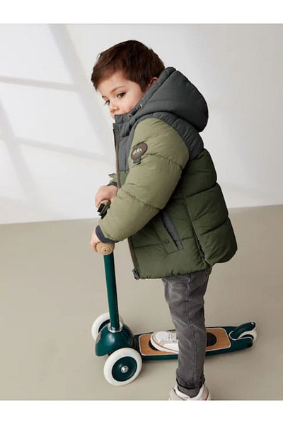 Next Baby Green Waterproof Quilted Children's Coat - 100% Organic Cotton with Hood and Fleece Lining Alyq53228