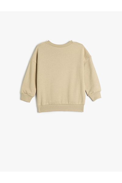 Koton Sweatshirt Printed Long Sleeve Crew Neck Raised Cotton