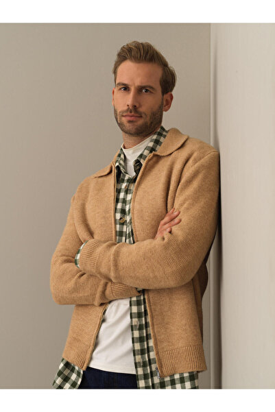 Xint Erkek Camel Polo Yaka Regular Fit Hırka