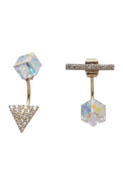 Pelin Aksesuar Kristalli Küpe ve Üçgen Hayalet Küpe