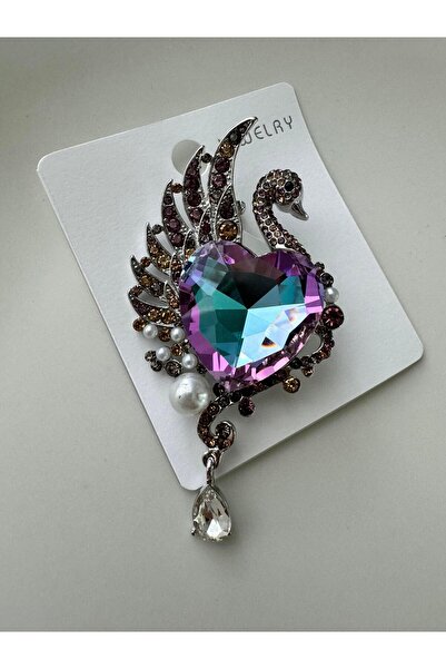 Pelin Aksesuar Janjan Kristal Kalpli Kuğu Broş