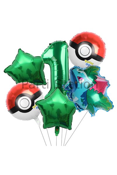 Parti Station Pokemon Bulbasaur Concept 1 Year Old Balloon Set Pokemon Bulbas...