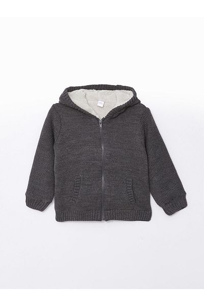 LC Waikiki Lcw Kids Beige Hooded Baby Boy Knitwear Cardigan