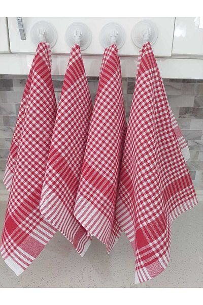 LilaMOON Red Colored 4-Piece Cotton Napkin - Petite Checker, Drying Cloth and Nutrition Cover