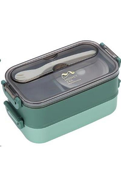 Vagonlife Double Layer Stainless Food Container Storage Container Food Container 1500 ml Green Xc-465