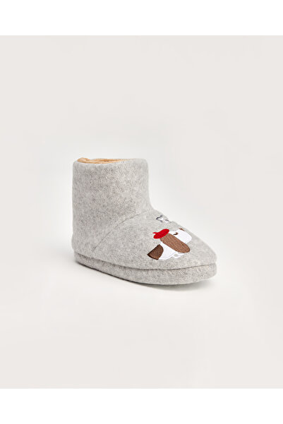 Chirpy Degg - Köpek Figürlü Gri Kadın Panduf