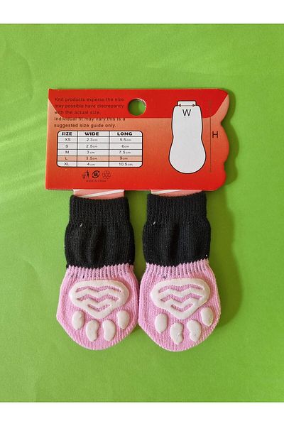 Trade Bazaar 4 Pieces of Cute Dog Cat Paw Socks - Non-Slip Sole and Braided Pet Socks