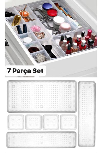 Bayev Set of 7 Modular Drawer Organizer Jewelry Box Makeup Organizer Tabletop Retractor