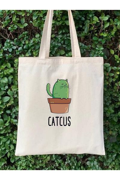 Cemira Catcus Unisex Y2k Pinterest Retro Animal Korean Tote Bag - υφασμάτινη τσάντα αγορών