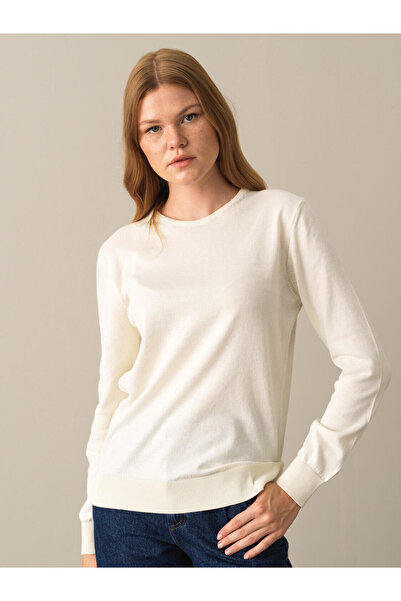 Xint Kadın Ekru Regular Fit Basic Kazak