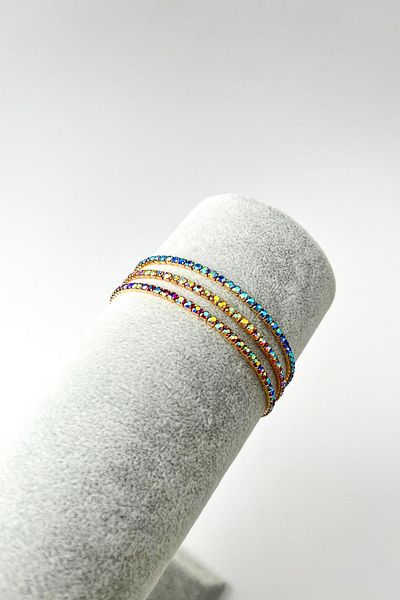 Modex 3-Piece Rubber Strip Bracelet with Rows of Stones