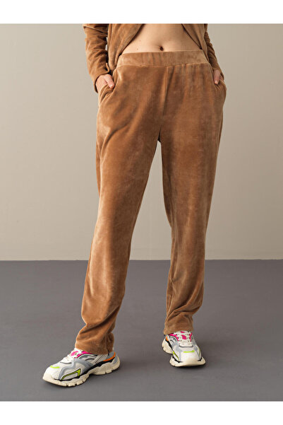 Xint Kadın Camel Esnek Dokulu Kadife Sweat Pantolon