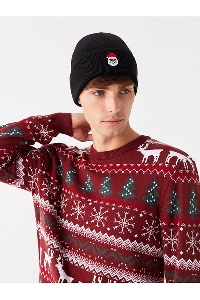 LC Waikiki Strickmütze für Herren mit Neujahrsmotiv