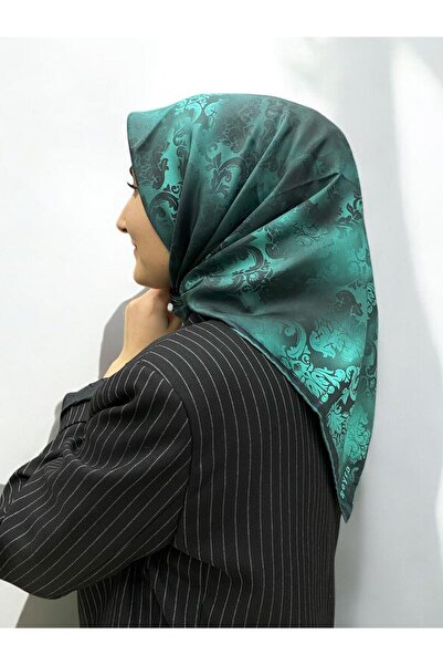 Seyra Eșarfă din mătase Tivil cu model vintage cyan 3635-02