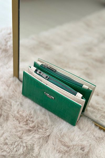 La La'Graccio Paris Дамски портфейл La'graccio Paris Winrar Crocodile, крокодилско зелен