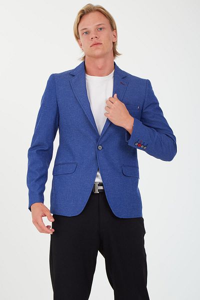 SPOSO 5110 Model Narrow Fit Indigo Men's Blazer - Half Lined