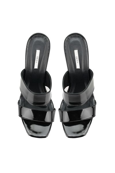 Desa Ozzy Black Women's Patent Leather Platform Slippers