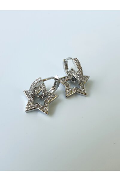 kurukafagift Yıldız Halka Taşlı Çift Küpe