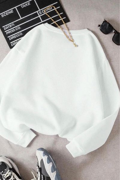 NO 601 Sweat de iarnă fără glugă cu panglică cu gât alb pentru femei