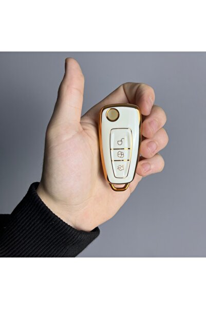 LUXE AKSESUAR Θήκη σιλικόνης Ford Focus -Transit Nano σε λευκό χρώμα