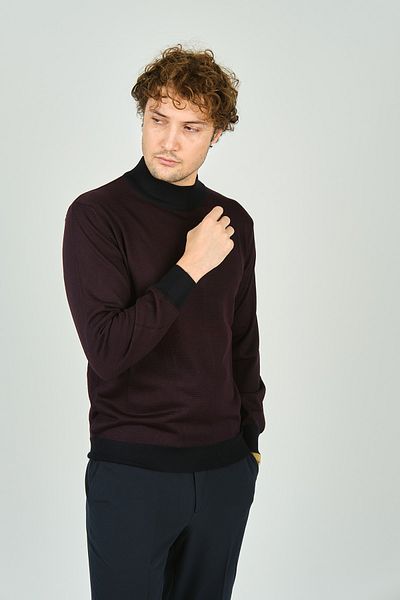 Woolen World Claret Red Men's Knitwear Sweater - Half Turtleneck, Model 5223