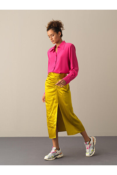 Xint Kadın Fuşya Pamuk Dokulu Vatkalı Oversize Gömlek