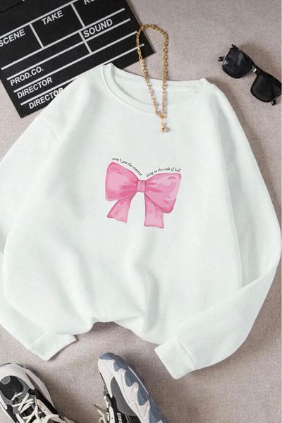 NO 601 Sweat de iarnă fără glugă cu panglică cu gât alb pentru femei