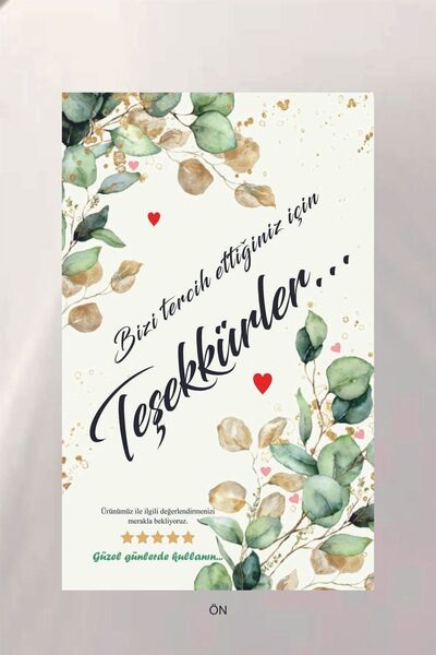 Spacepiks Çiçekli Teşekkürler Kartı 100 Adet 8x5cm