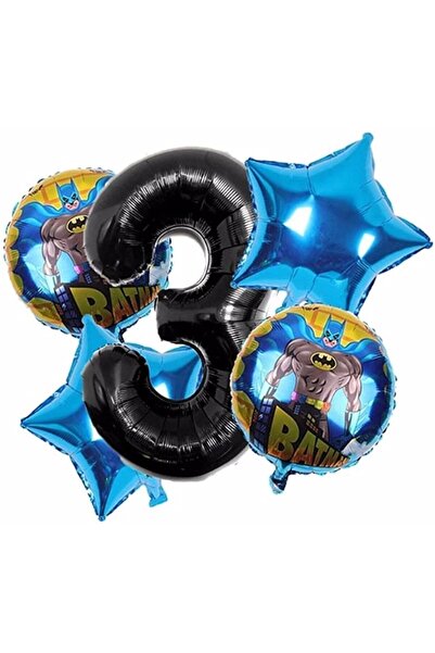 Parti Station Batman 3 Yaş Balon Set Yıldız Balon Folyo Set Konsept Doğum Gün...